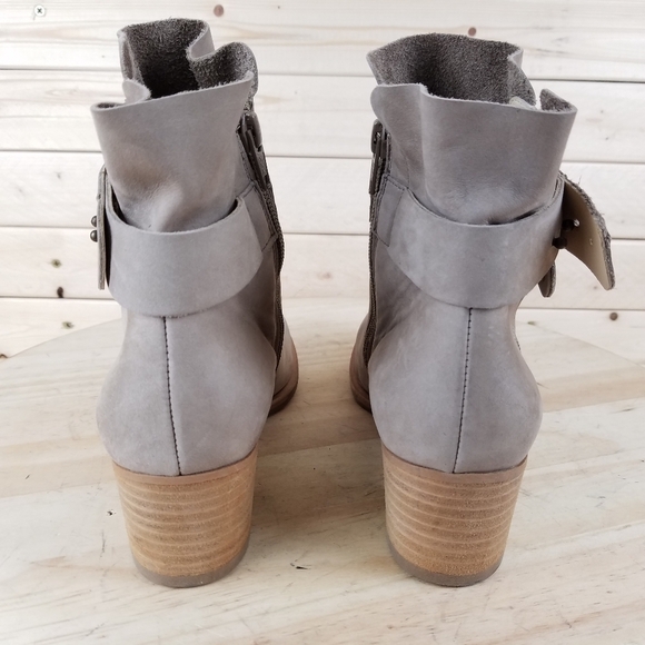 Paul Green 7.5 US Leather Ankle Boot Booties Side Zip Western Biker Moto NEW - Picture 4 of 15